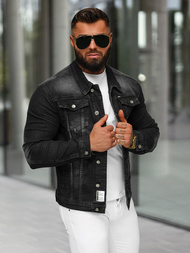 Vīriešu džinsu jaka melna OZONEE NB/MJ512N