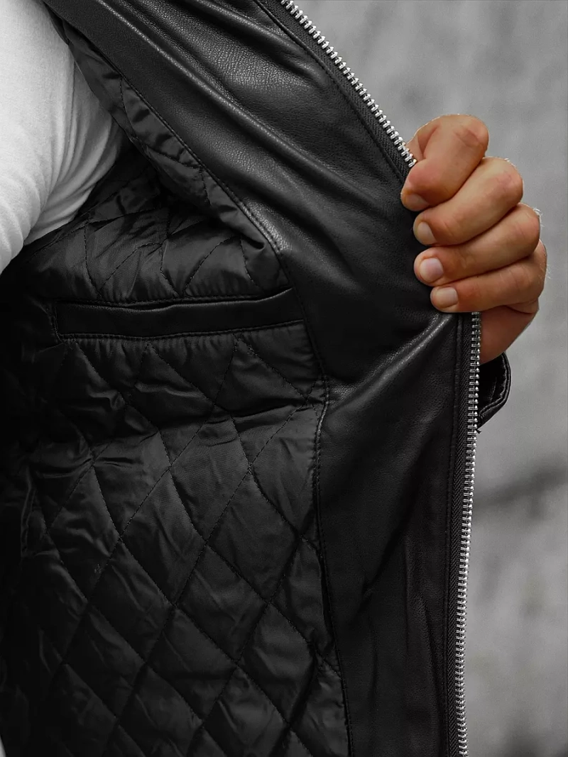 Vīriešu ādas virsjaka melna OZONEE JS/11Z8012