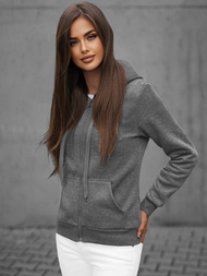 Sieviešu džemperis ar kapuci grafīta OZONEE JS/W03Z