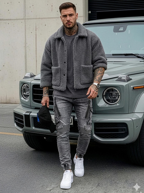 Vīriešu džinsi grafīta OZONEE O/E10017Z