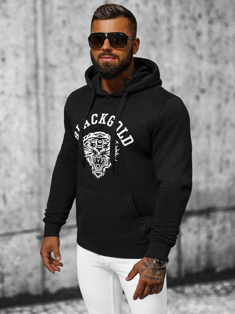 Vīriešu džemperis ar kapuci melna OZONEE NB/MF2007