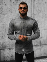 Vīriešu džinsu krekls pelēka OZONEE NB/MC713G