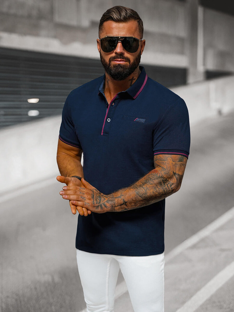 Vīriešu polo krekls tumši zila OZONEE O/DA758