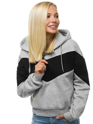 Sieviešu jaka ar kapuci pelēka OZONEE JS/KSW2036