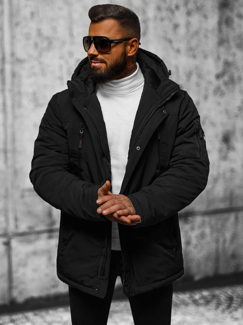 Vīriešu ziemas jaka melna OZONEE JS/5M718/392