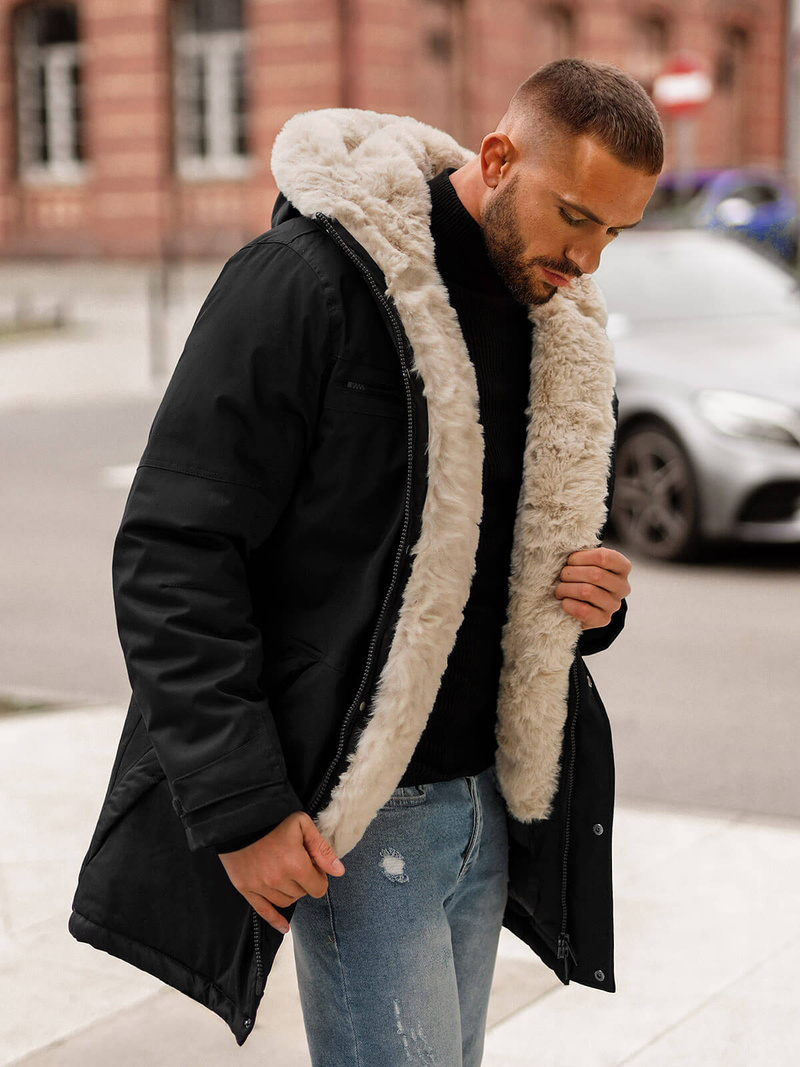 Vīriešu parka melna OZONEE JS/22M316/392Z