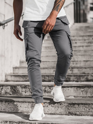 Vīriešu chino jogger bikses pelēkas OZONEE G/2788