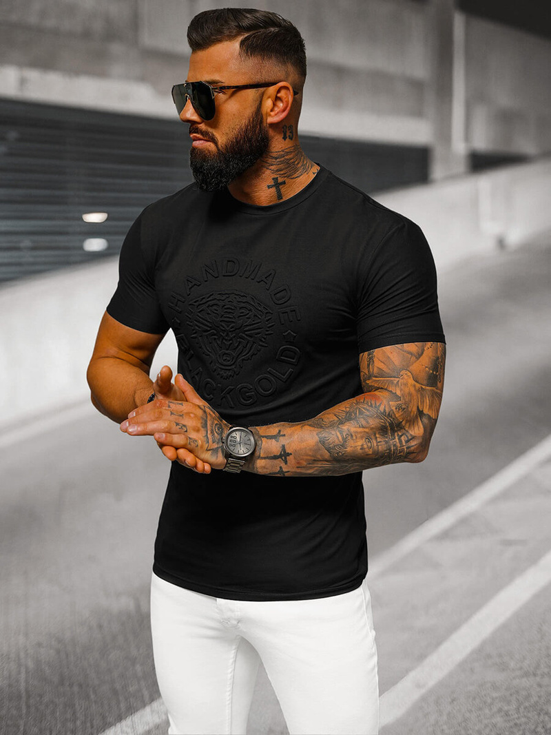 Vīriešu t-krekls melns OZONEE NB/MT3056Z