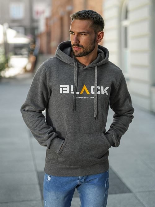 Vīriešu džemperis ar kapuci grafīta OZONEE JS/8B1756/5