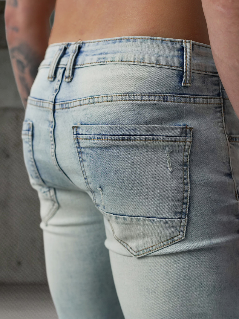 Vīriešu džinsi gaiši debesu zili OZONEE O/EM8889