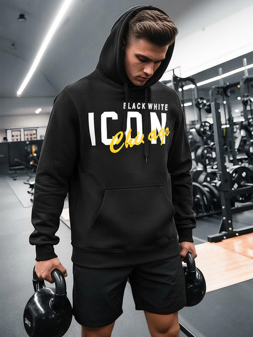 Vīriešu džemperis ar kapuci melna OZONEE JS/8B1736/3