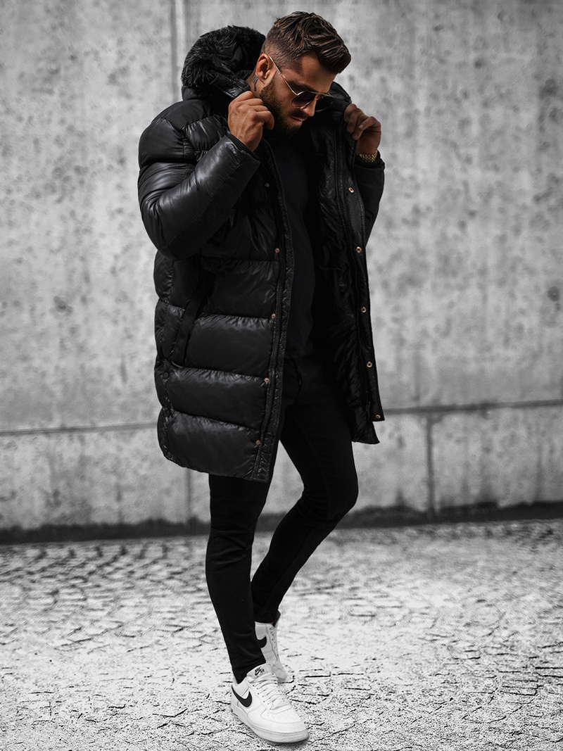 Vīriešu ziemas virsjaka melna OZONEE O/M800Z