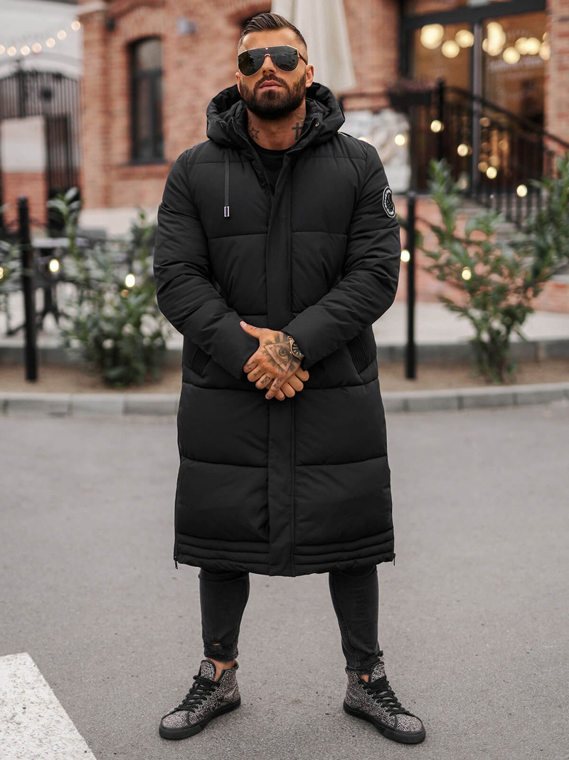 Vīriešu ziemas virsjaka melna OZONEE JS/19M1290/392