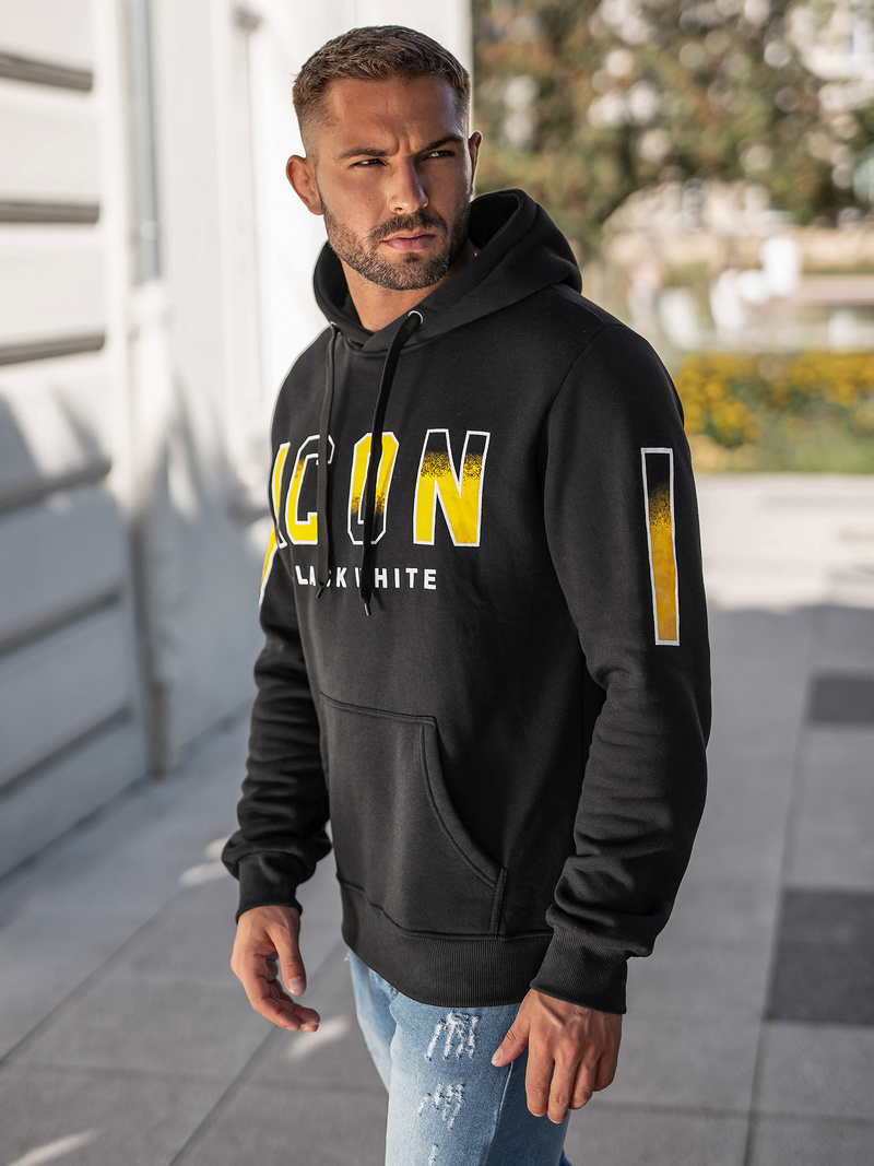 Vīriešu džemperis ar kapuci melna OZONEE JS/8B1739/3