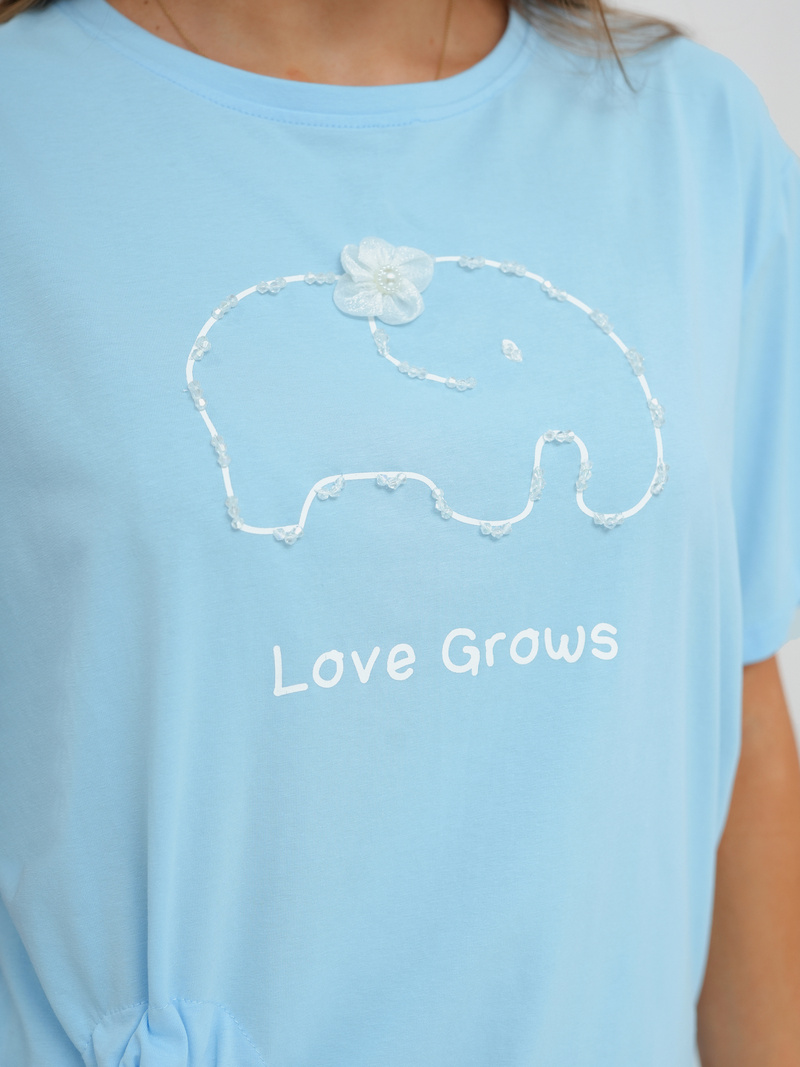 Sieviešu t-krekls gaiši-debesu zils OZONEE JS/RJ77247