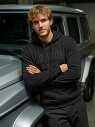 Vīriešu džemperis ar kapuci melna OZONEE JS/8B1986/3