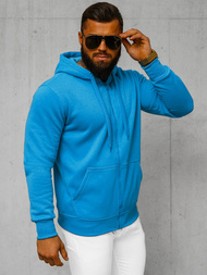 Vīriešu džemperis ar kapuci gaiši zils OZONEE JS/2008Z 