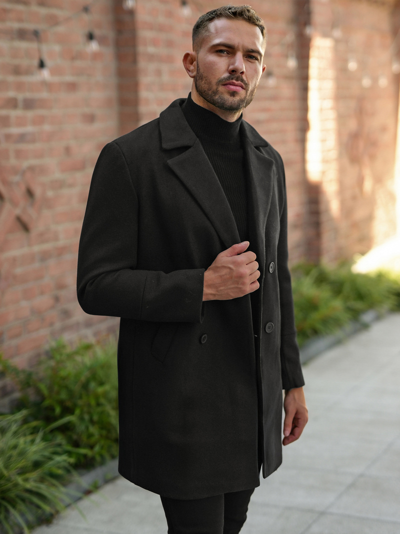 Vīriešu mētelis melns OZONEE JS/11Z8269