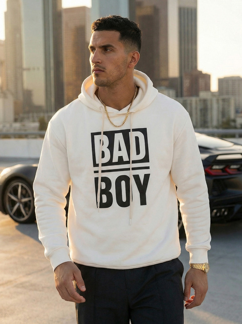 Vīriešu džemperis ar kapuci balta OZONEE JS/65B3909/1Z