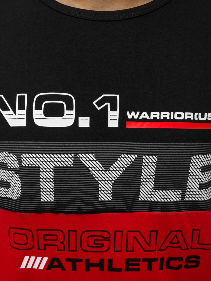 Vīriešu T-krekls melns-sarkani OZONEE JS/SS10900Z