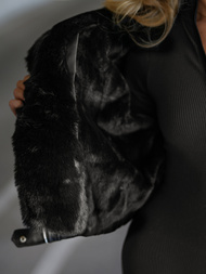 Sieviešu ādas jaka melna OZONEE JS/11Z8172Z