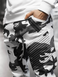 Vīriešu chino jogger bikses melnas-baltas OZONEE A/0952