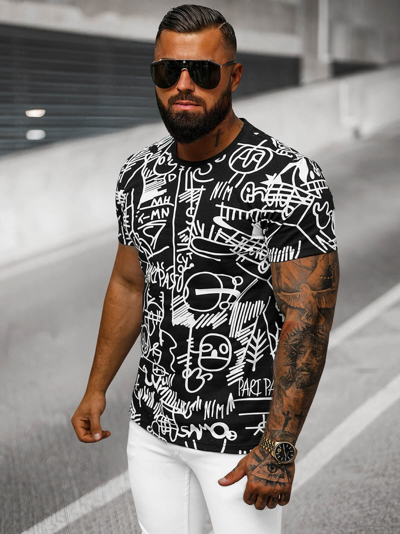 Vīriešu T-krekls Melns OZONEE O/T1269/3