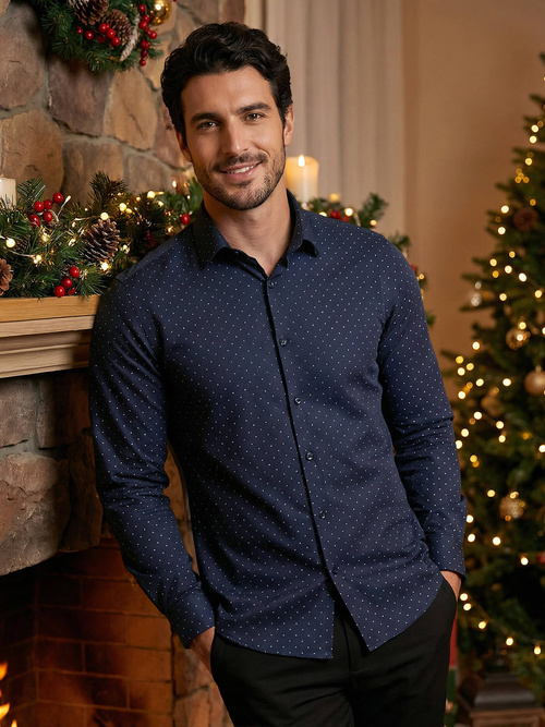 Vīriešu krekls tumši zila OZONEE V/V183Z