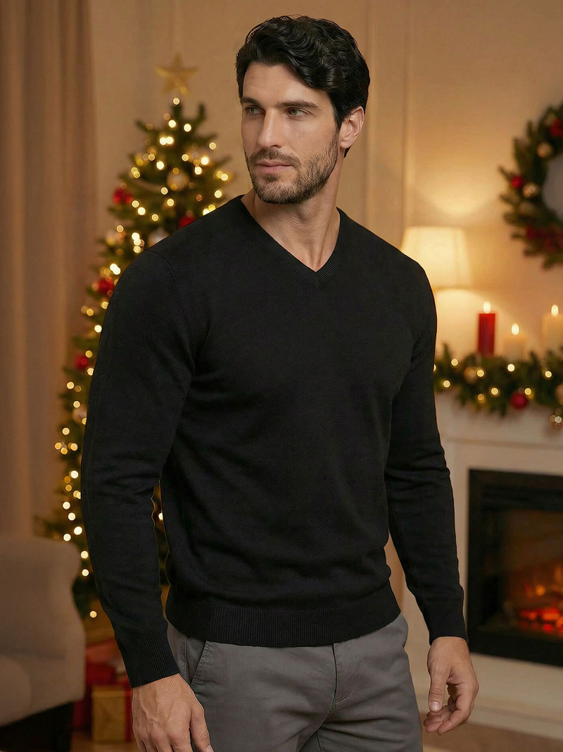 Vīriešu svīteris melns OZONEE NB/MMB601/4Z