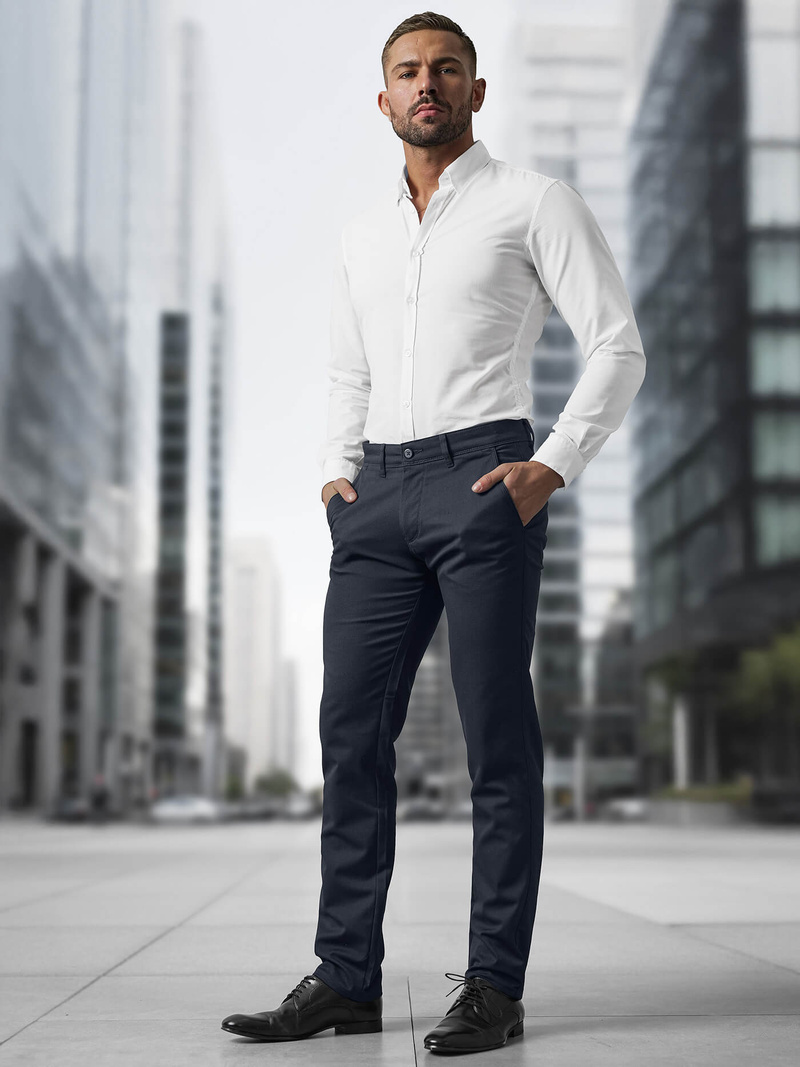 Vīriešu chino bikses tumši zilas OZONEE V/5100