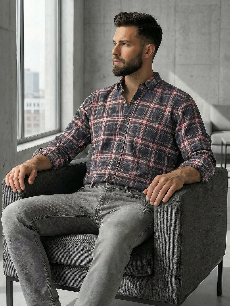 Vīriešu krekls bordosarkana OZONEE V/V178Z