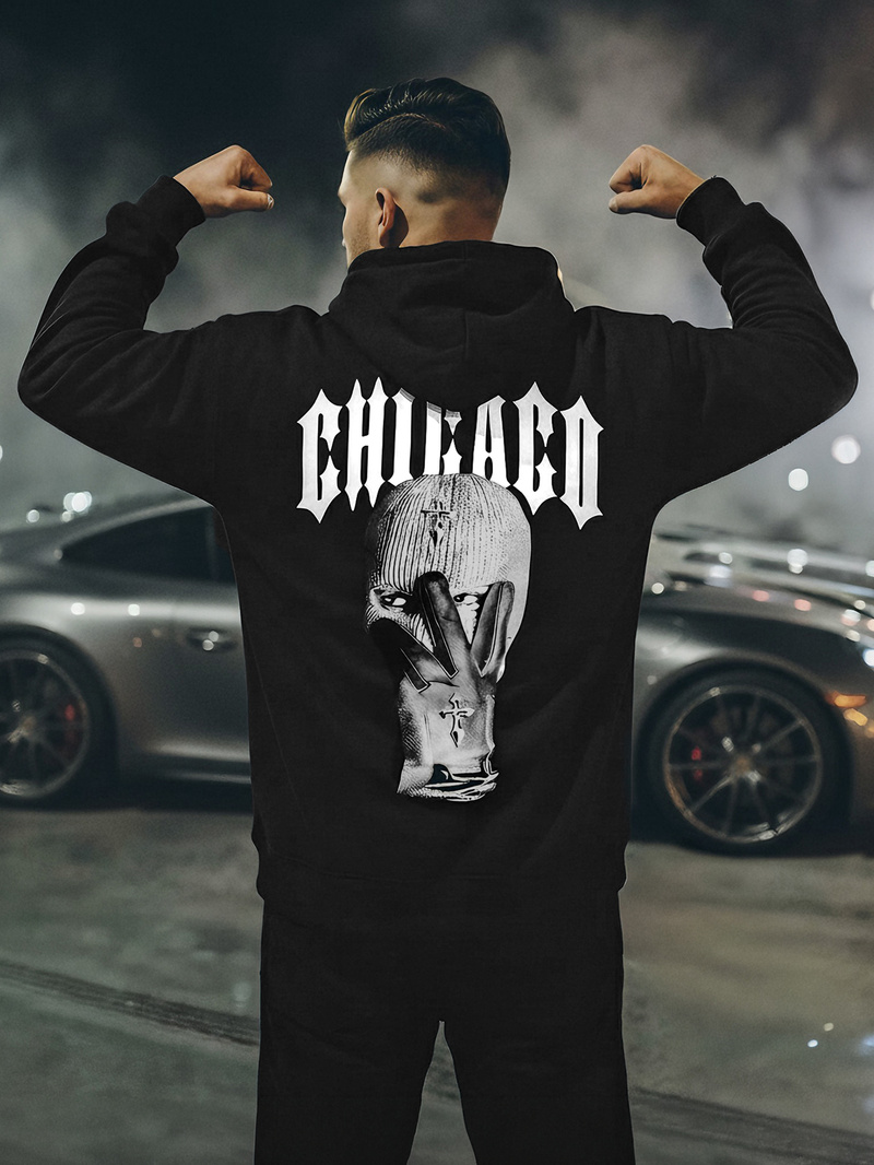 Vīriešu džemperis ar kapuci melna OZONEE JS/21B1903/3