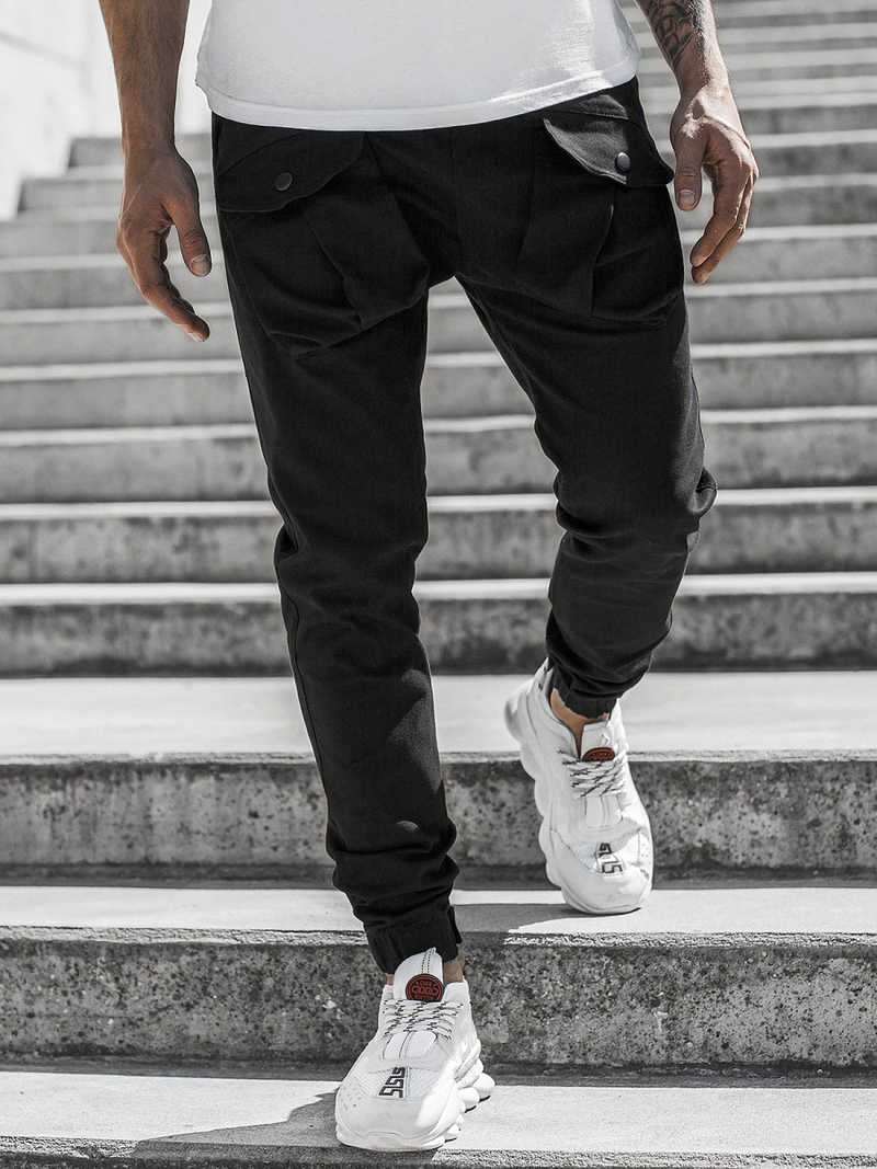 Vīriešu chino jogger bikses melnas OZONEE G/11144