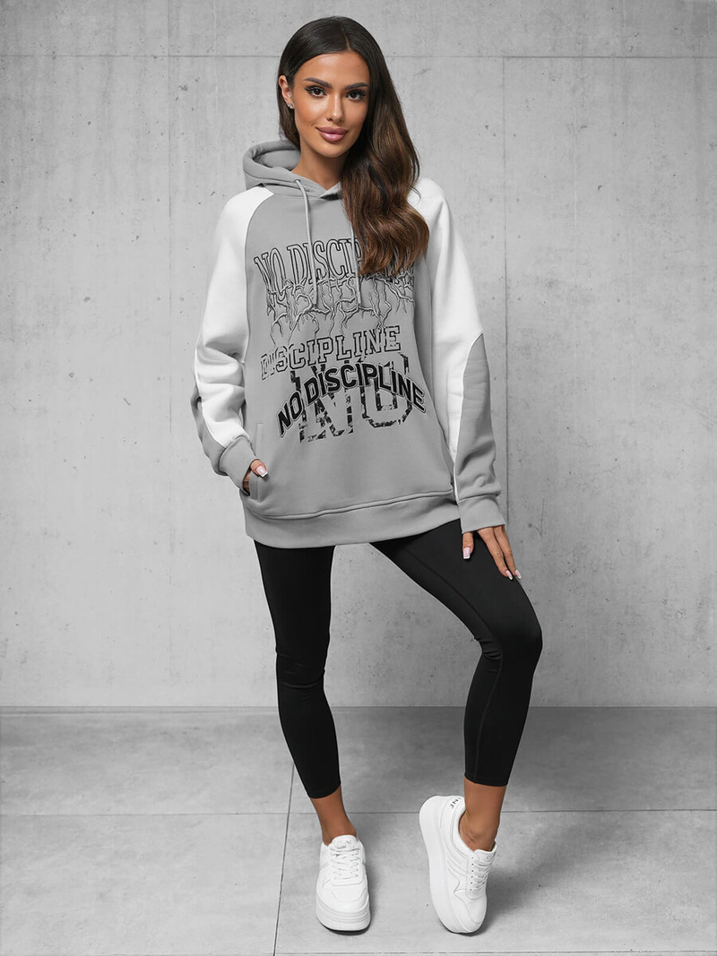 Džemperis ar kapuci pelēka OZONEE O/SWE23037Z