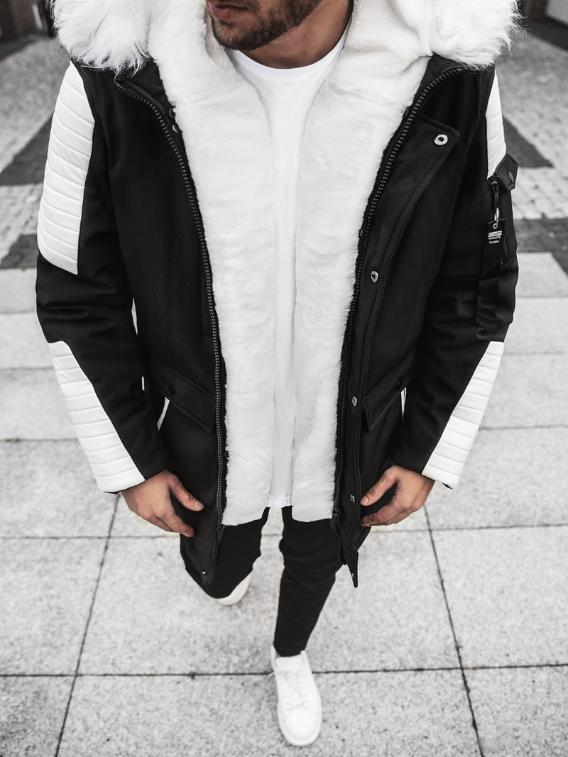 Vīriešu parka melni-balta OZONEE O/5832Z