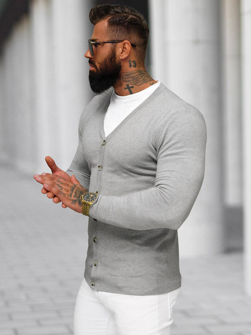 Vīriešu svīteris pelēks OZONEE NB/MM6006/2Z