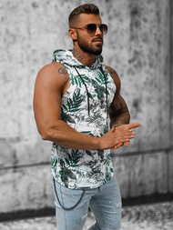 Vīriešu T-krekls bez piedurknēm balts-zaļš OZONEE O/BL307Z