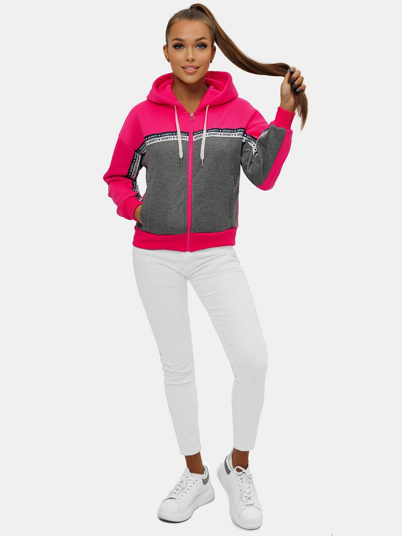 Sieviešu jaka ar kapuci rozā-pelēks OZONEE JS/B26044Z