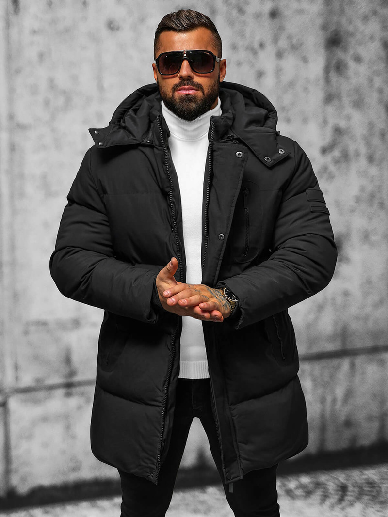 Vīriešu ziemas jaka melna OZONEE JS/5M3118/392