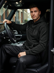 Vīriešu džemperis ar kapuci melna OZONEE JS/8B1990/3