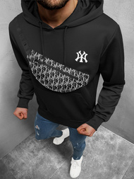 Vīriešu džemperis ar kapuci melni-balta OZONEE O/HM736Z