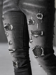 Vīriešu džinsi debesu melni OZONEE NB/MP0152NZ