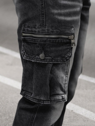 Vīriešu džinsi jogger melni OZONEE NB/MP0108N