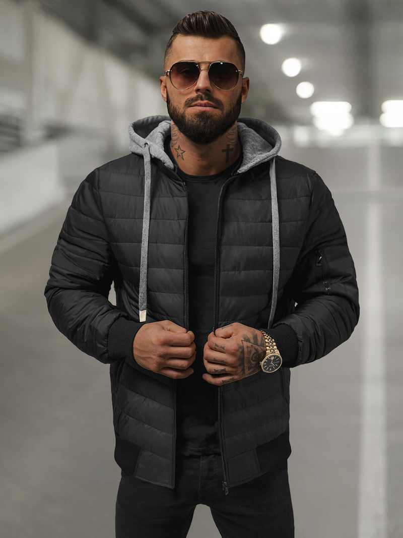 Vīriešu virsjaka melna OZONEE JS/8M985/392