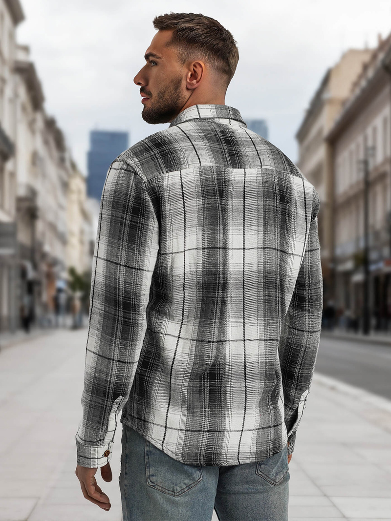 Vīriešu krekls melni-balts OZONEE NB/MC728N/4