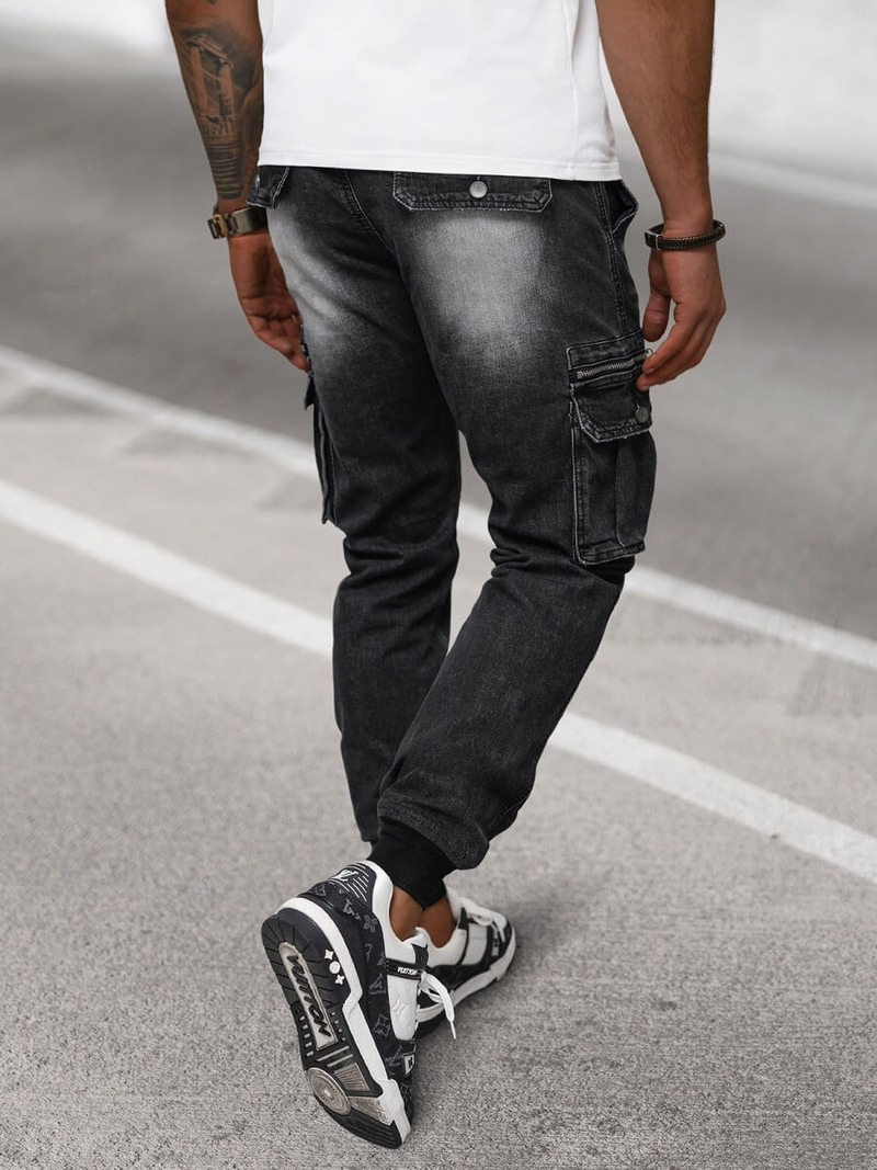 Vīriešu džinsi jogger melni OZONEE NB/MP0108N