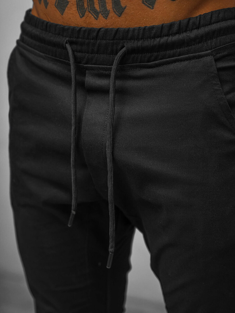 Vīriešu chino jogger bikses melni OZONEE O/399