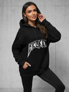 Džemperis ar kapuci melna OZONEE O/SWE23019Z