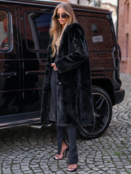 Sieviešu kažokādas ziemas jaka melna OZONEE JS/11Z8250