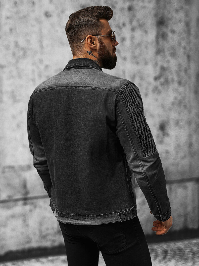 Vīriešu džinsu jaka melna OZONEE NB/MJ521N